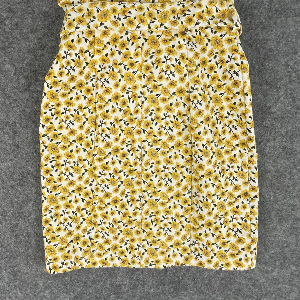 Forever 21 Sunflower Floral Mini Dress w/ Belt Yellow 90s Cottagecore Small - Picture 11 of 13